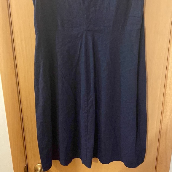 T Tahari Sleeveless Collared Linen Dress Lightweight Navy Blue Size 14 - Picture 10 of 10